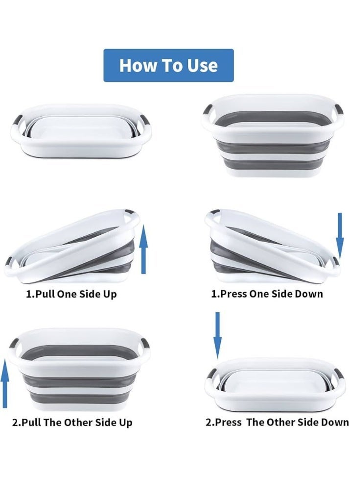 سلة غسيل قابلة للطي 40 لتر حوض غسيل سيليكون قابل للطي موفر للمساحة مع مقابض, الوان متعددة. - Image 5